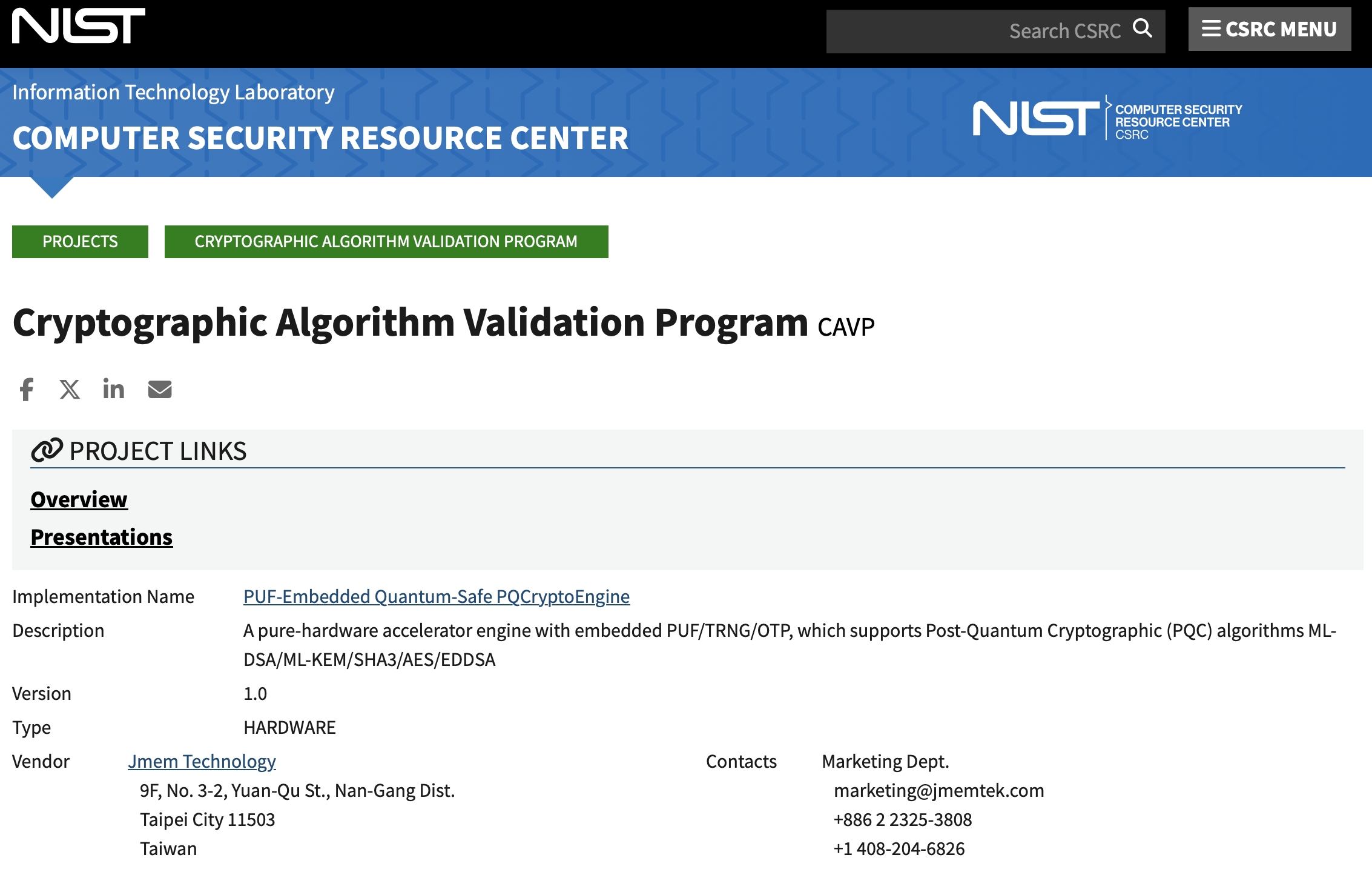 Zanker chip achieved NIST FIPS 140-3 CAVP certification